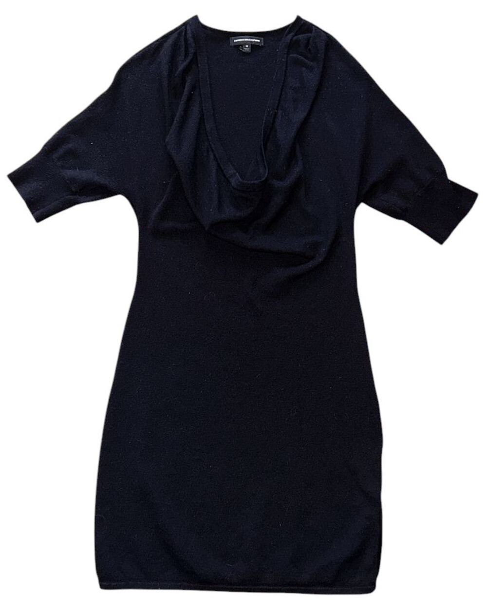 Express Wool Blend Cowl Neck Short Sleeve Black Sweater Dress Medium